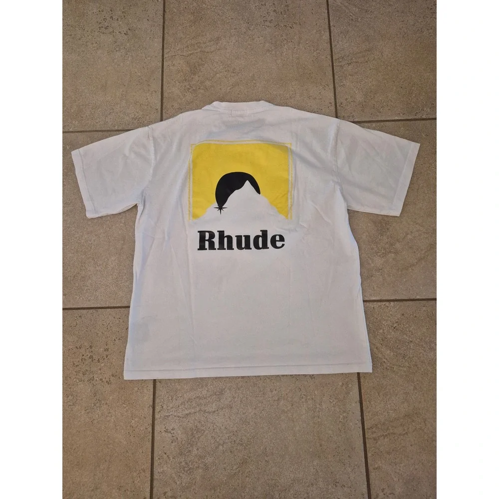 Rhude Sunset Mountain Logo T-Shirt White Men's - Large - Picture 8 of 11